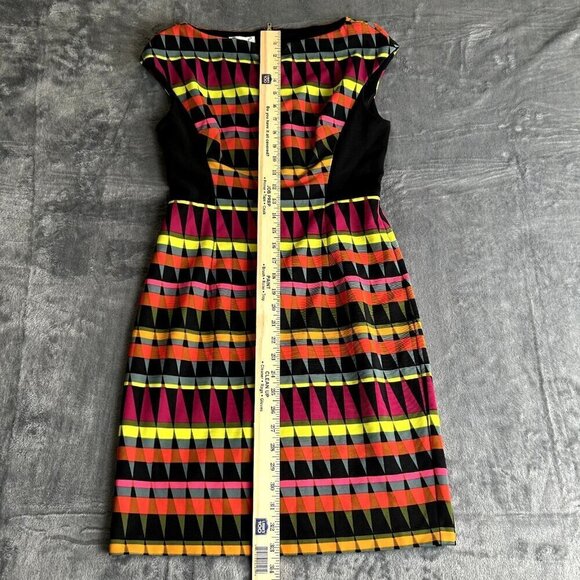 Maggy L Womens Dress Sz 6 Sheath Multi Colored Artsy Art to Wear Geometric Londo - Picture 6 of 11